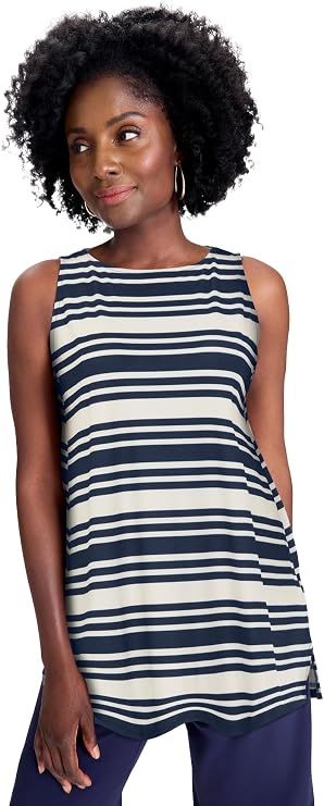 Jessica London Womens Plus Size Knit Tunic Tank Long Sleeveless Blouse