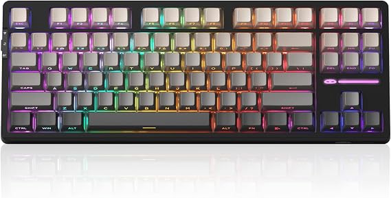 MageGee LIGHT87 Wireless Creamy Keyboard, Gasket Structure, RGB Backlit, 2.4G/USB-C/BT5.0 Hot Swappable Mechanical Gaming Keyboard for Win/Mac/PC, 8000mAh Battery, Side Printed PBT Keycaps, Black