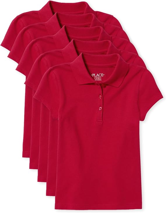 The Children's Place Girls' Short Sleeve Pique Polo, 5 Pack