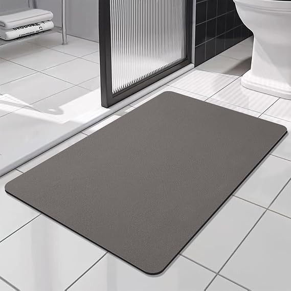 Super Absorbent Bath Mat,Non Slip Anti Mould Quick-Drying Bathroom Mat,Kitchen Door Matfor Floor Bathmat Shower Rug，(Grey, 43x80cm)