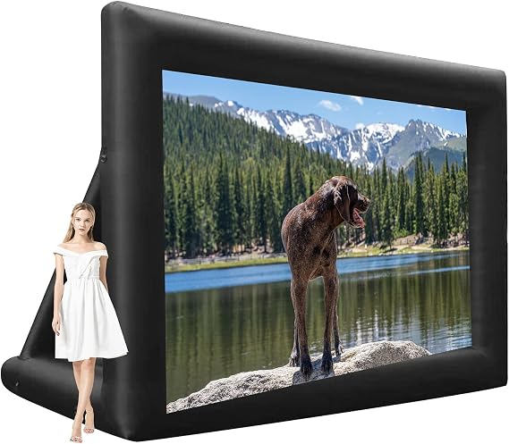 inflatable movie screen, Inflatable Projector Screen Outdoor with Quiet Fan, Blow up Mega cinema screen Theater Projector Screen for Backyard Party Travel, 14ft