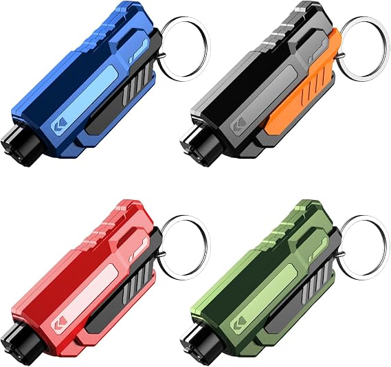 AUSTUFF 4PCS Car Window Breaker Seatbelt Cutter, Portable 2 in 1 Seat Belt Cutter and Window Breaker Keychain Emergency Car Escape Tool for Cars