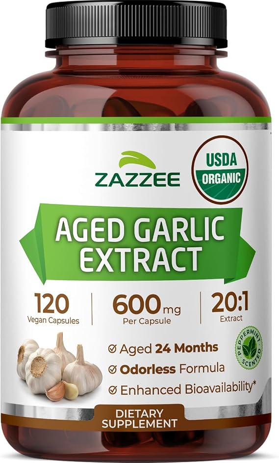Zazzee USDA Organic Aged Garlic 20:1 Extract, Aged 24 Months, Odorless