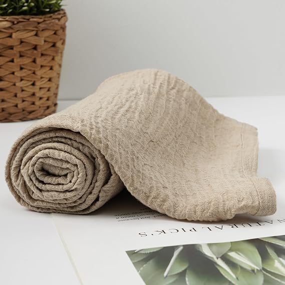 100% Flax Linen Bath Towel 33.5x53 Inches Natural Lightweight Hair Towel for Bathroom Beach Travel,Apricot