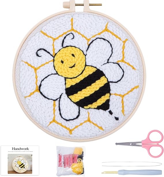 Louise Maelys Punch Needle Kit for Beginners with Bee Pattern DIY Craft
