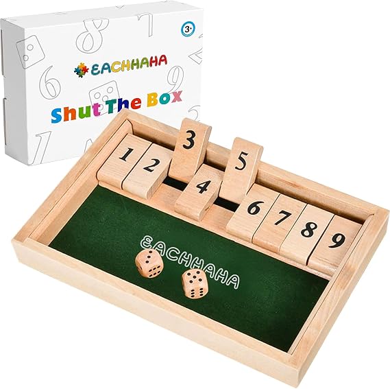 Shut The Box 9er,Wooden Table Game,Dice Games,Travel Game