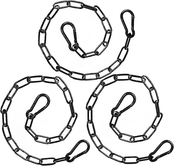 3 Pack Heavy Duty Black Metal Chains with Carabiners, Chain, 50CM Gate Security Chains for Fences, Pet Enclosures, DIY Projects, Outdoor Equipment Stabilization