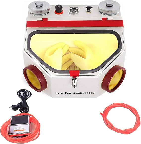 Sand Blaster Unit - Twin-Pen Double Pen Fine Sandblasting Machine with LED for Jewelry Frosting and Base Treatment, Ideal for Gold and Silver Jewelry