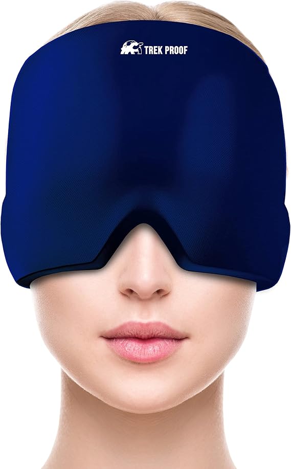 Trekproof Migraine Relief Cap, Cooling Gel Headache Relief Cap, Ice Pack for Face and Eyes, Cooling Migraine Mask, Soothing Cold Therapy Head Ice Pack Head Wrap for Tension, Sinus, Hangovers (Blue)