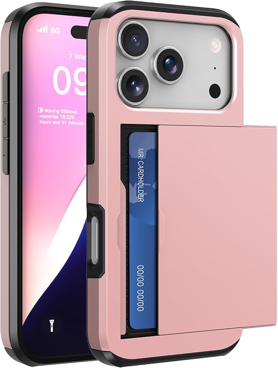 ZUSLAB Wallet Case Compatible with iPhone 17 Pro Max 6.9 Inch, 2-Card Holder Phone Case for iPhone 17 Pro Max, Shockproof Rubber Cover & PC Protective Bumper Dual Layer for Women Men Teens, Rose Gold