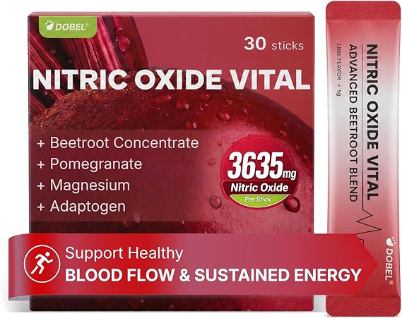 Dobel Nitric Oxide Supplements for Blood Flow & Circulation, Beetroot Powder with Pomegranate & Grape Polyphenols for Women, Cardiovascular Support, Healthy Blood Pressure & Daily Vitality, 30 Sticks
