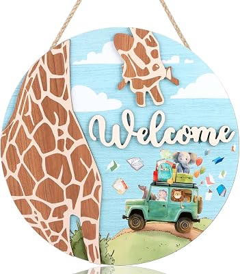 LHIUEM 3D Welcome Back School Forest Wall Decor,Jungle Theme Nursery Decor11x113D Animal Kids Welcome Wreath,Gender Neutral Safari Wood Sign,Back To School Banner for Classroom Preschool Playroom