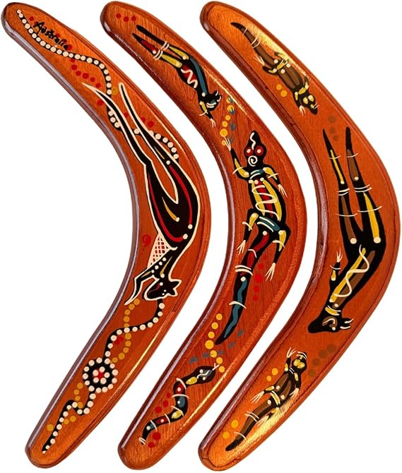 Boomerang Native Art Wooden Boomerang 3-Pack 29 cm, Australian Made