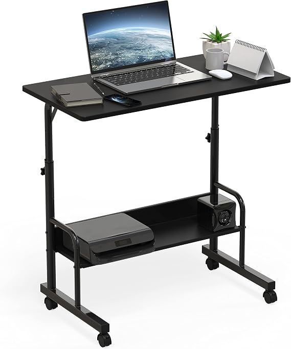 SHW 30.5" to 40.5" Mobile Standing Desk for Walking Pad Treadmill, Black