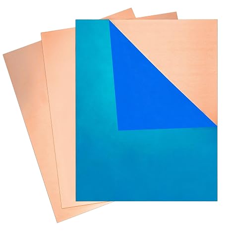 GOORY 3Pcs Pure Copper Sheet - 24 Gauge(0.51mm) Thickness 8" x 10" 99.9%+ Copper Plate - Double Sided Film Attached Thin Sheet Metal for Crafting, Jewelry, DIY, Repairs, Electrical, Industrial, Art