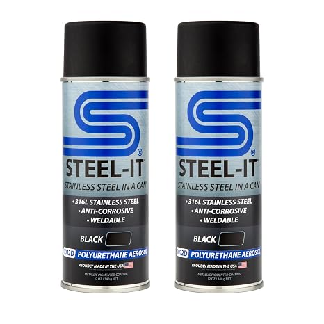 Steel-It 1012D Polyurethane, Industrial Paint Coatings, Weldable, Easy to Apply - Black (2 Pack)