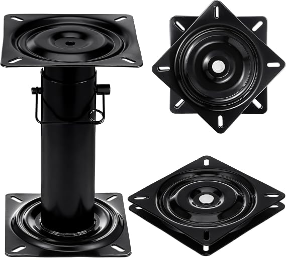 VioraWhite 7 Inch Boat Seat Swivel Base Adjustable Boat Seat Pedestal 11.34-17.24 Inches 360-degree Replacement Square Swivel Plate Mechanism for Recliner Chair Furniture Bar Stool Fishing Enthusiasts
