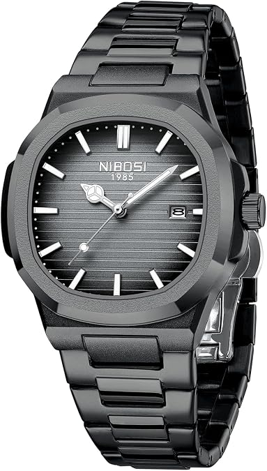 NIBOSI Men's Analog Watch, Gold Silver Stainless Steel Strap, Date Display | Waterproof Luminous Face, Fashion Casual Business Classic Dress Quartz Wrist Watches for Men