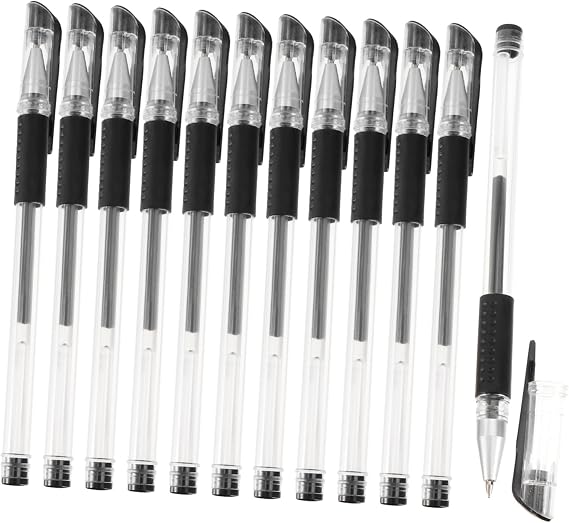 12 pack Black Gel Ink Pens 0.5mm Fine Point Pens Smooth Writing Pen Set for Office School Students and Everyday Note Taking