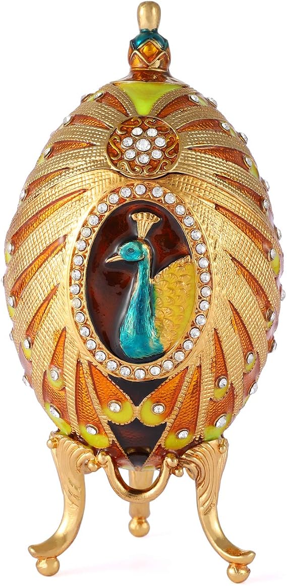 QIFU Easter Egg Series Hand Painted Jewelry Trinket Box with Rich Enamel and Sparkling Rhinestones Unique Gift Family