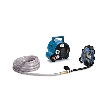 Allegro 9200-01 | One Worker Full Mask Supplied Air Respirator System with 14 HP Pump & 50 Hose | Oil-Less Rotary Vane Pump | Durable Silicone Full Mask | OSHA-Compliant Supplied Air