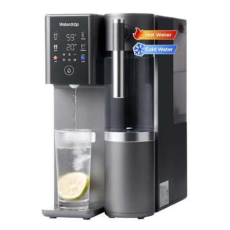 Waterdrop A2 Reverse Osmosis System Countertop, Instant Hot & Cold Water | 5-Stage Filtration, 6 Temperature Settings, Hot & Cold & Room-Temp Water, 3:1 Pure to Drain, Installation-Free RO System