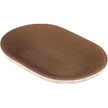 Cardboard Cat Scratcher - Corrugated Oval Furniture Protector | Funny Cat Scratcher Bed, Pet Activity Toy For Small Large Kitten Play Sleep Outdoor Home Living Room Bedroom Floor