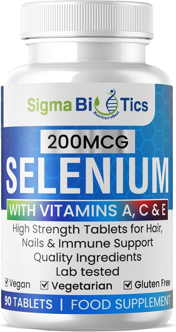 Selenium with Vitamins A, C & E - Promotes Healthy Hair, Skin & Nails - Supports the Immune System - Superior Absorption Formula - Vegan and Gluten Free - 90 Tablets
