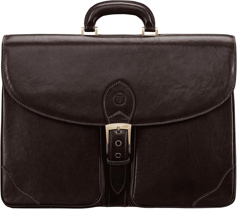 Maxwell Scott - Mens Luxury Leather Large Briefcase - 2 Sections for Files/Laptop - Handmade in Italy - The Tomacelli2