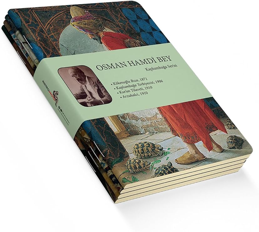 Retronote Osman Hamdi Bey 4'lü Defter Seti 3, Kaplumbağa Serisi, Çizgisiz, 64 Sayfa, 14x21cm, Standart