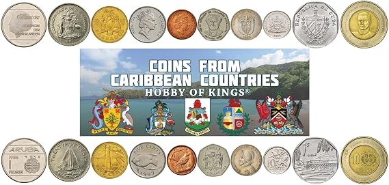 10 Different Coins from Caribbean Countries - Old Collectible West Indian Cash Lot - For Coin Bank, Holders And Collection Album