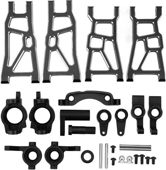 VGEBY RC Metal Upgrade Parts Kit Aluminum Alloy Control Arm Steering Assemblies Set RC Accessories for ZD Racing DBX 10 1/10 Car (Black) Car Models