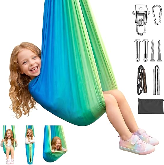 Sensory Swing for Kids Indoor & Outdoor Extra Large Therapy Swing (110 x 59 in) Hardware Included 360 Rotation Supports Up to 440 lbs Calming Cocoon Adjustable Hammock for Autism ADHD SPD Heavy Duty