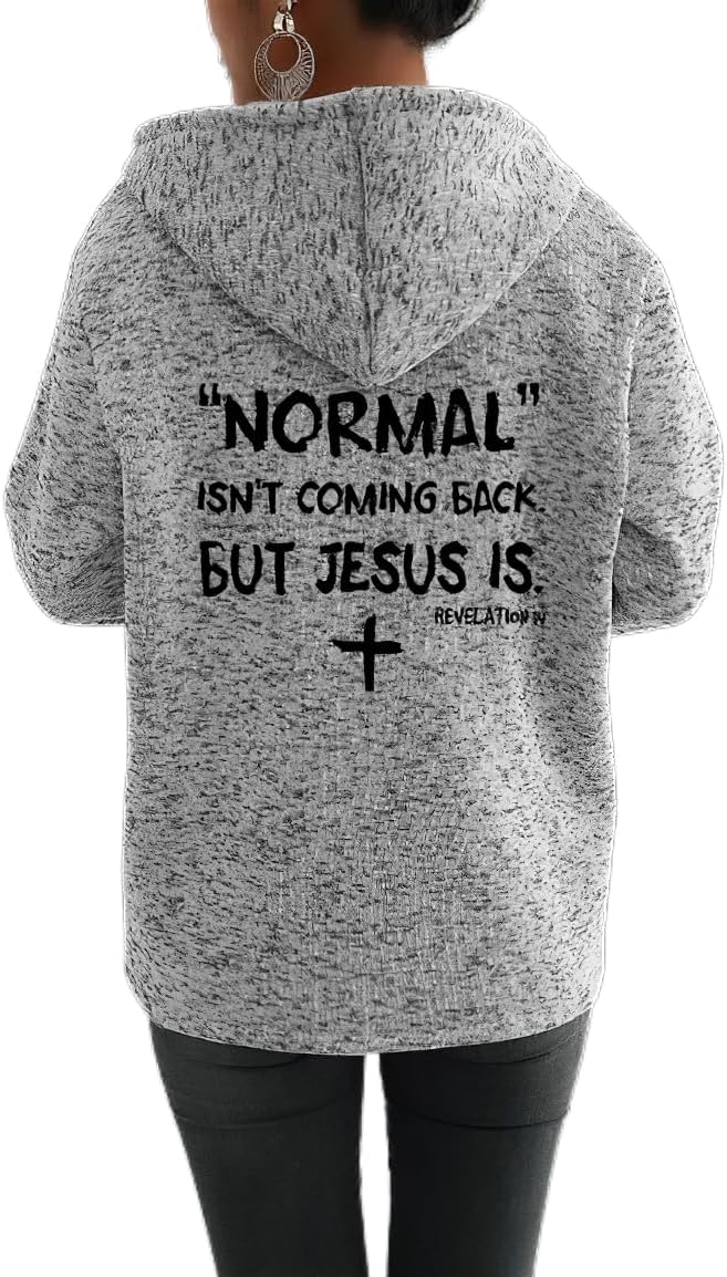 Akivide Womens Blessed Jesus Cross Zip Up Hoodie Oversized Long Sleeve Drawstring Sweater Jacket Christian Hoodies