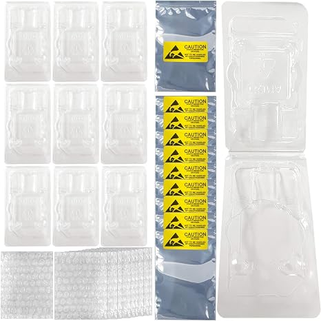 CPU Case Tray for AMD, Clamshell Plastic Protective Box Holder for 938 939 940 AM4 AM3 AM2 FM1 FM2 APU FX, Thicken Plastic Shell, with 10pcs Antistatic Bag + Label + Bubble Wrap, 10 Pcs