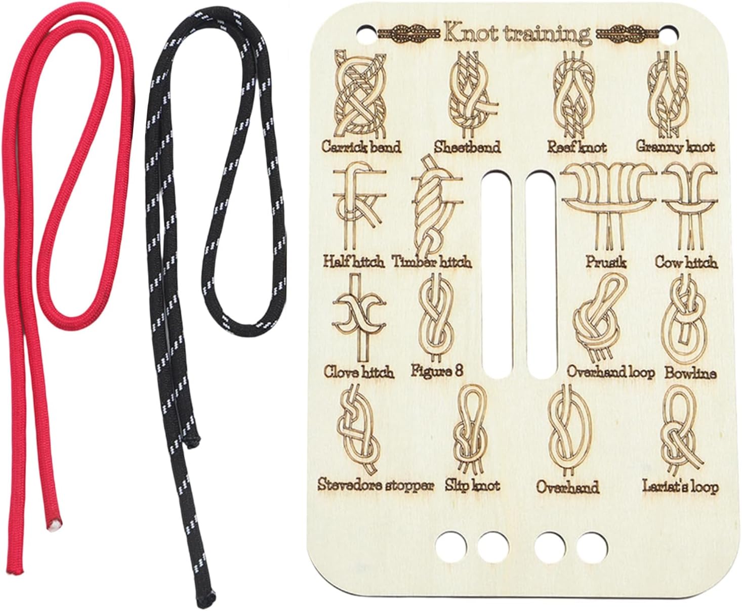 Rope for Knot Tying Practice, Knot Training Board Kit with 2 Ropes, Essential Outdoor Survival Tools for Camping, Hiking, Sailing, and DIY Projects, Choice for Hiking Lover
