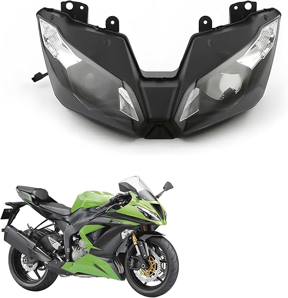Motorcycle Headlight Compatible with Kawasaki Ninja ZX-6R ZX6R ZX636 2013-2018, Motorcycle Headlight Headlamp Assembly