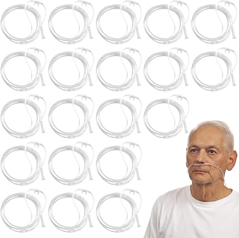 Pack of 20 Oxygen Glasses Nose Glasses: Nose Glasses for Oxygen Device Nose Glasses Oxygen Tube Nose Glasses with 300 cm O2 Tube for Oxygen Device Breathing Therapy