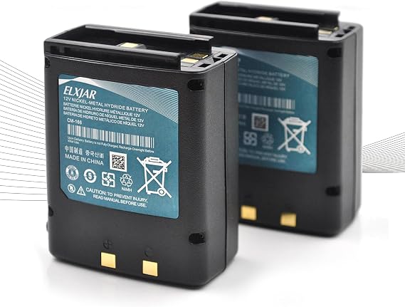 (2-Pack) 12V 1000mAh Ni-MH Battery for Icom IC-A3, IC-A22 | Fits IC-A3E and IC-A22E compatible radios; replaces CM-166 and CM-166S rechargeable battery packs.