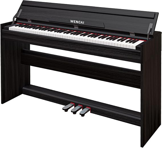 WENCAI 88 Key Digital Piano, Black | Home Upright Electric Pianos, Wooden Electronic Piano for Beginner Adult with 3 Pedals, Supports USB-MIDI Connect