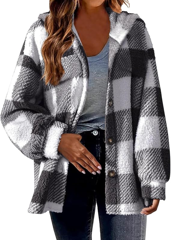 Winter Jackets for women 2025 Plus Size Sherpa Jackets Fuzzy Fleece Zipper Stand Collar Coat Trendy Thicken Coats