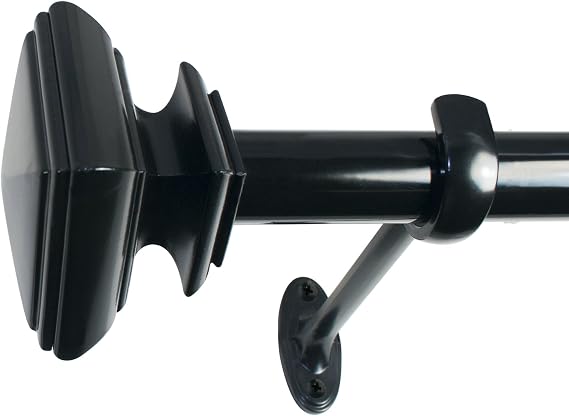 Decopolitan 7/8-Inch Square Curtain Rod Set, 18 to 36-Inch, Black Espresso