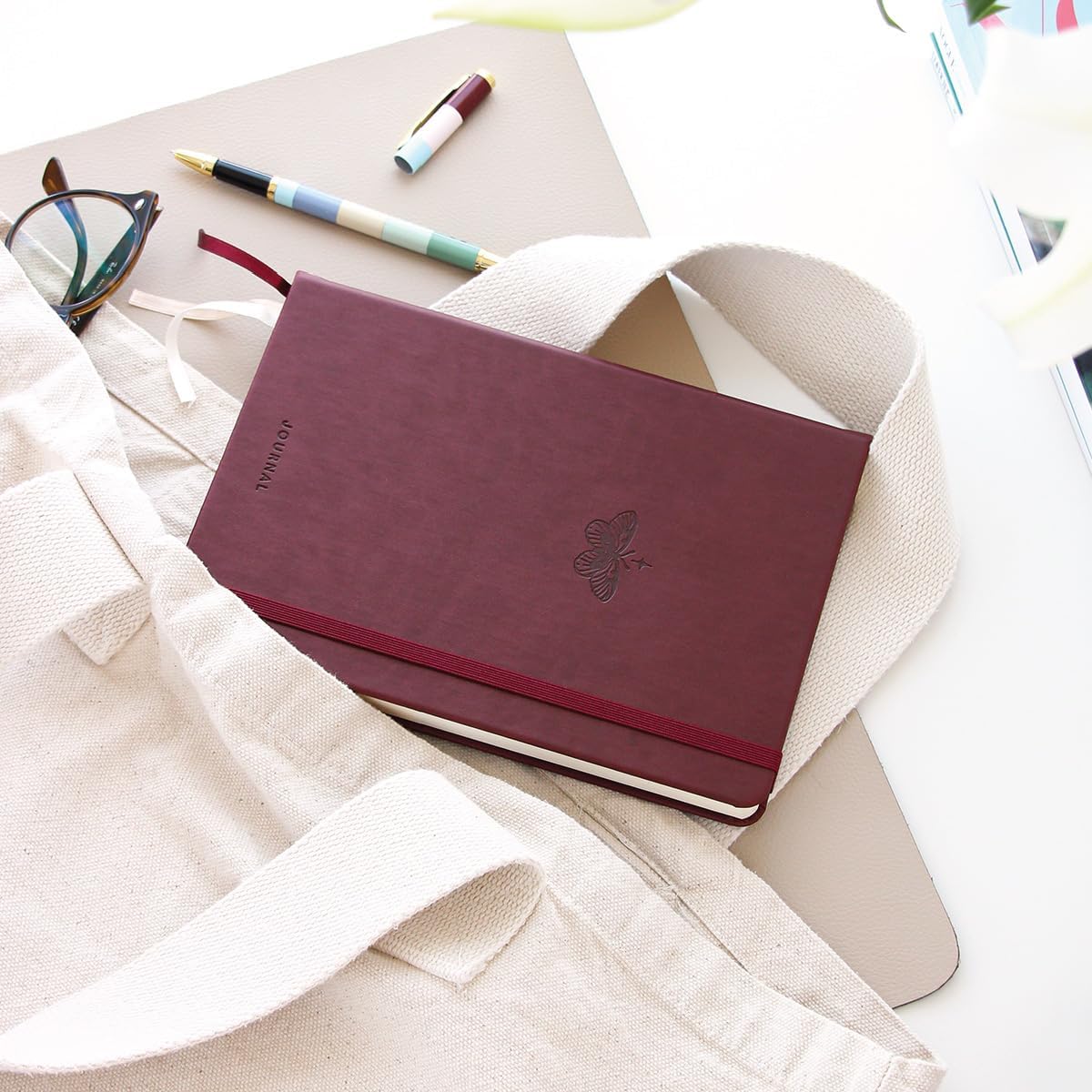 A5 Bullet Journal Dotted Notebook 140 gr. 80 Leaf Velvet Berry