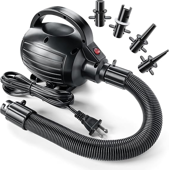 iLink-outer Electric Air Pump for Inflatables-600W-110-120V AC High Power Quick Inflation and Inhalation-Portable air Pump 4 nozzles-Suitable for Pool Toys,Gymnastics Mat,Dog Floating Ramp,Gymnastics