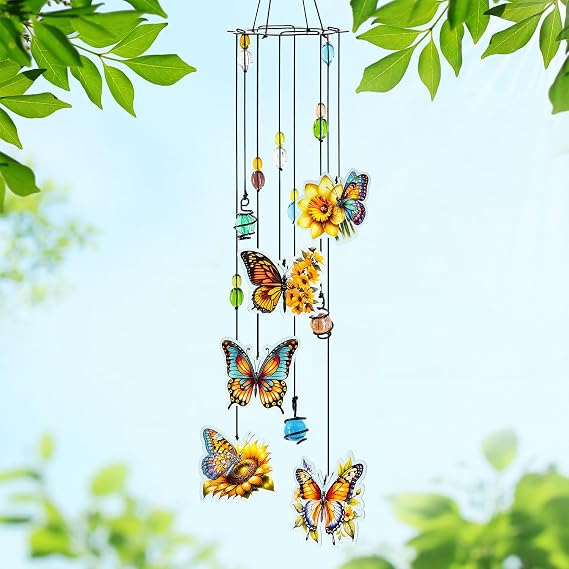 Wind Chimes Butterfly Gifts for Women Wind Chime, Wind Chimes for Outside, Thank You Gift for Mom Friend Sisters- Mother's Day, Birthday, Thanksgiving Day