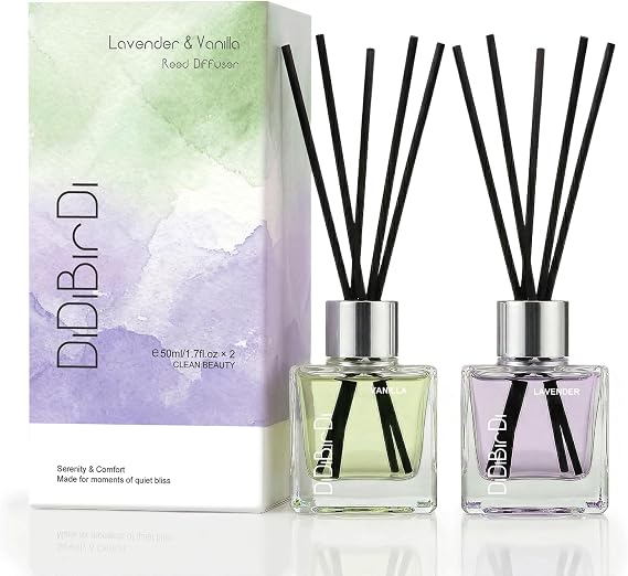 Reed Diffuser Set of 2,Lavender & Vanilla,1.7 Fl Oz×2,Home Fragrance