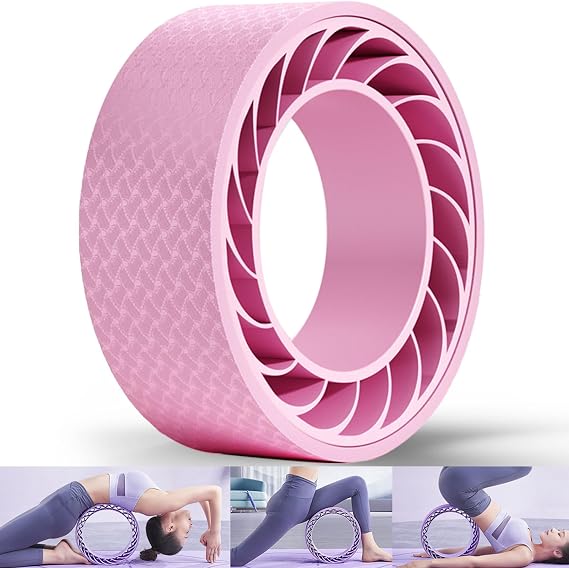 Yoga Rings Back Roller Wheel - Fit Yoga Wheel Prop Foam Padded Back Stretcher Wheel with Center Spine Cradle - Yoga Wheel for Improving Yoga Poses, Backbends Balance Stretching Back Pain