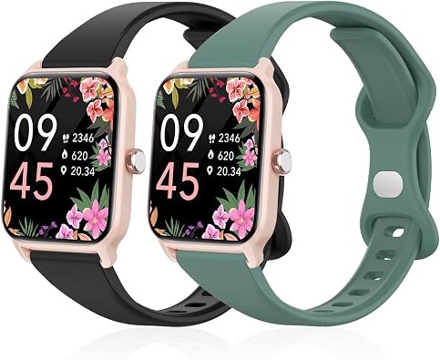 2 Pack Slim Watch Bands Compatible with Woneligo/Fitpolo IDW13 IDW16 IDW19 Smart Watch,Soft Silicone Replacement Wristband for FITVII H56/ID208 Plus/TOOBUR/ENOMIR/MILOUZ/Tensky IDW19 Watch