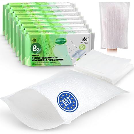 Harmony Care® - 192 x Soft Disposable Wash Mitts Made of Spunlace Disposable Washcloths for Adult Care and Babies - Extra Thick Irritation-Resistant Wash Cloths Disposable - Wet