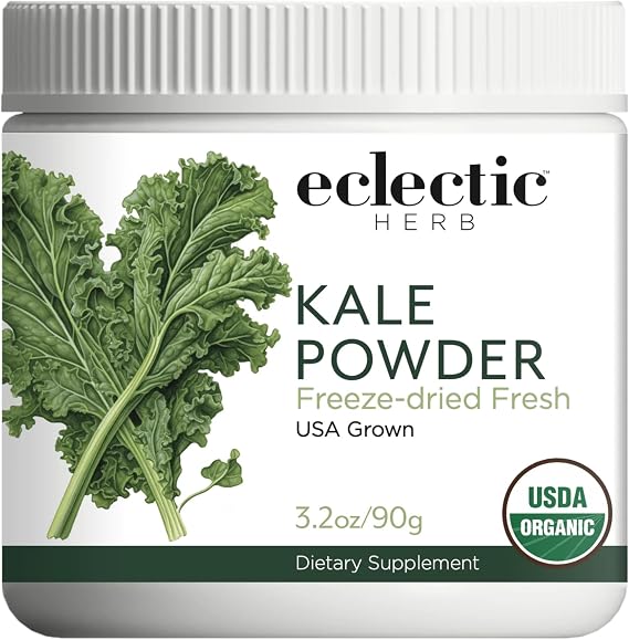 Eclectic Herb - Organic Kale Powder Supplement | Nutritional Support, Daily Fiber, Vitamins + Minerals | Superfood Powder + Daily Greens Drink Mix | USDA Organic, Non-GMO, Vegan (3.2 oz | 90 g)